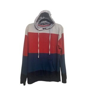 Billabong Lightweight Hoodie Men's size L Blue, Red, Gray Long‎ Sleeve